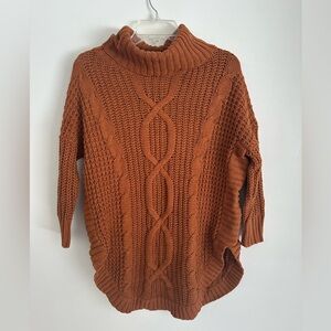 Express women’s small rust orange, cowl neck/turtleneck, chunky knit sweater